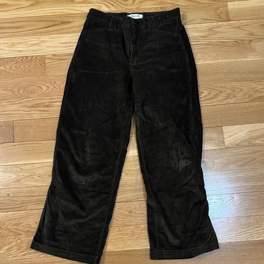 Madewell Emmett Olive Wide-Leg Corduroy Pants
